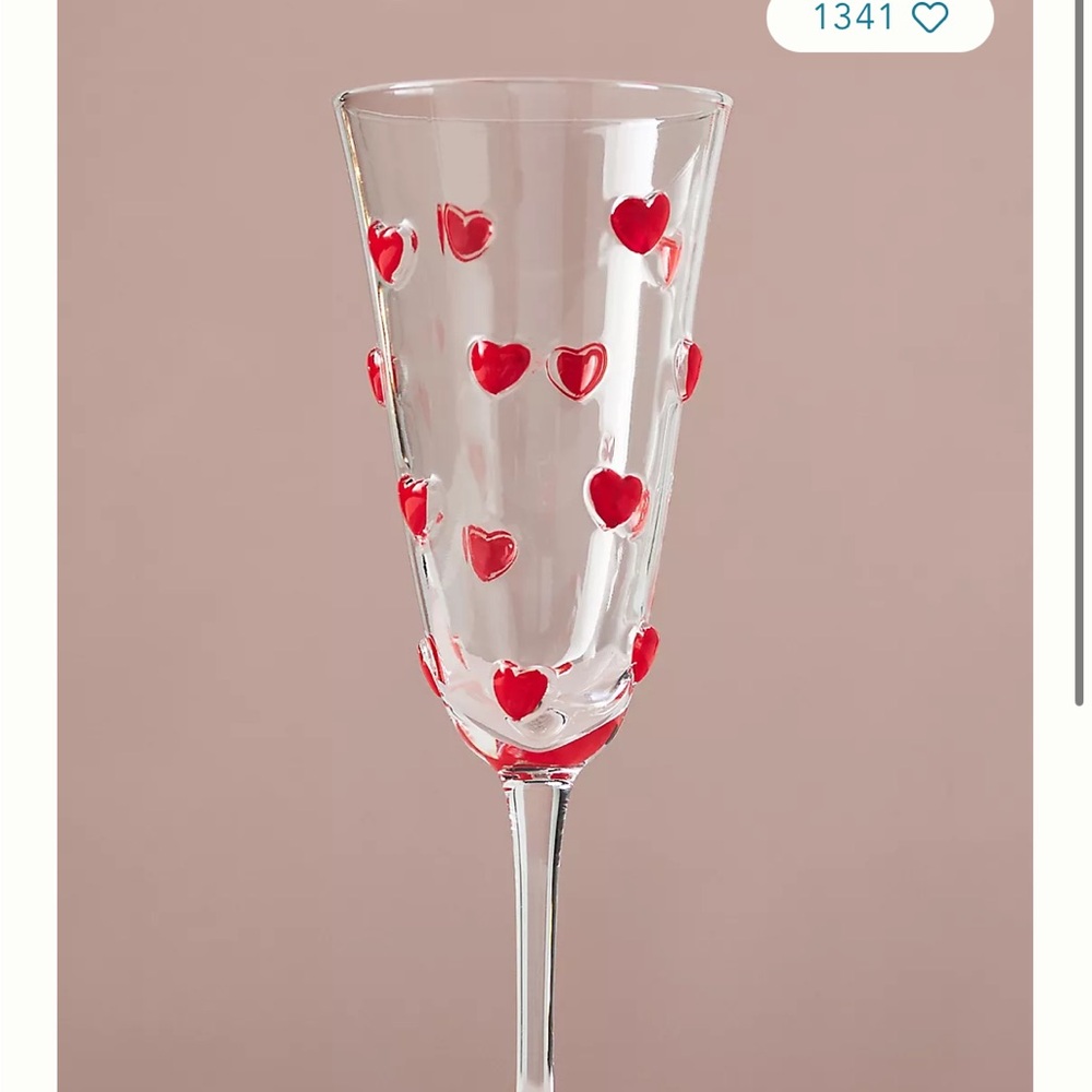 Red Heart Champagne Glass